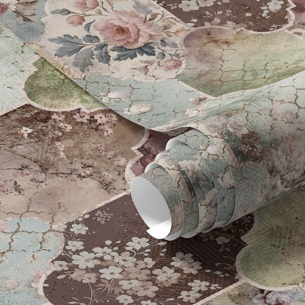 Tapety Kvetinový retro patchwork, Tapety kvety, a01038 : Uwalls.sk