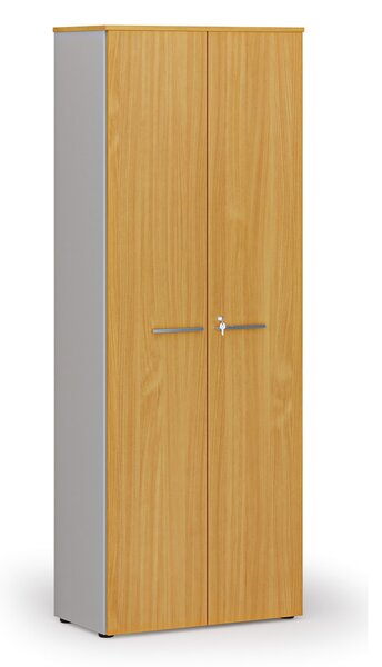Kancelárska skriňa s dverami PRIMO GRAY, 800 x 420 x 2128 mm, sivá/buk