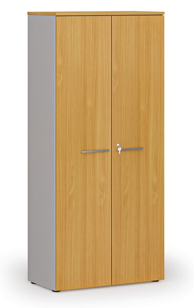 Kancelárska skriňa s dverami PRIMO GRAY, 800 x 420 x 1781 mm, sivá/buk