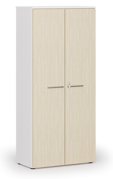 Kancelárska skriňa s dverami PRIMO WHITE, 800 x 420 x 1781 mm, biela/breza