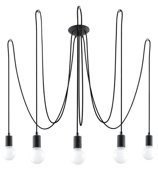 Sollux SL.0371 - Luster na lanku EDISON 5 5xE27/60W/230V pavúk čierna