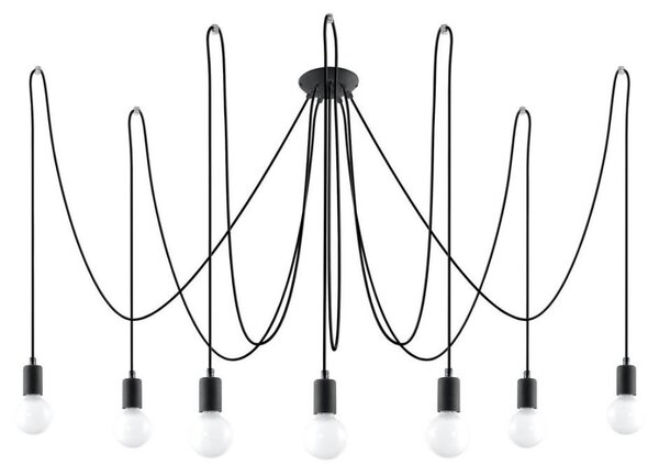 Sollux SL.0372 - Luster na lanku EDISON 7 7xE27/60W/230V pavúk čierna