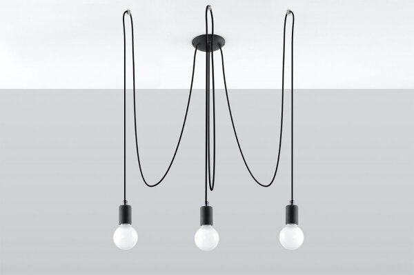 Sollux SL.0370 - Luster na lanku EDISON 3 3xE27/60W/230V pavúk čierna