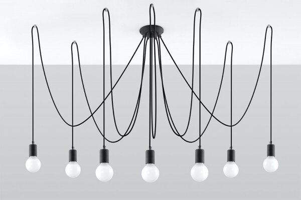 Sollux SL.0372 - Luster na lanku EDISON 7 7xE27/60W/230V pavúk čierna