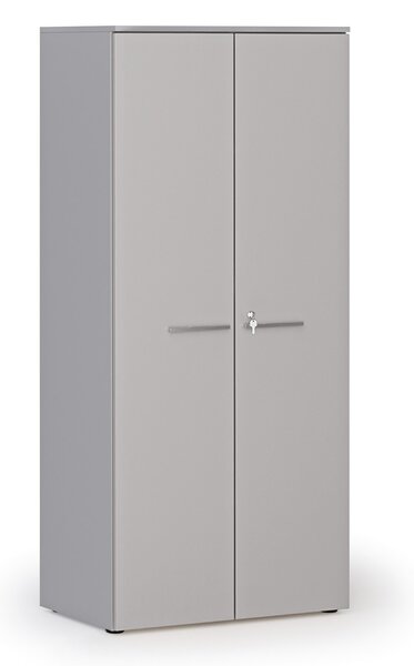 Kancelárska policová skriňa PRIMO GRAY s dverami, 800 x 500 x 1781 mm, sivá