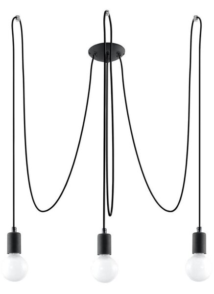 Sollux SL.0370 - Luster na lanku EDISON 3 3xE27/60W/230V pavúk čierna
