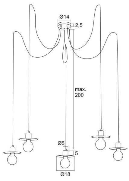 Argon 2079 - Luster na lanku CORSO 5xE27/15W/230V pavúk lesklý chróm