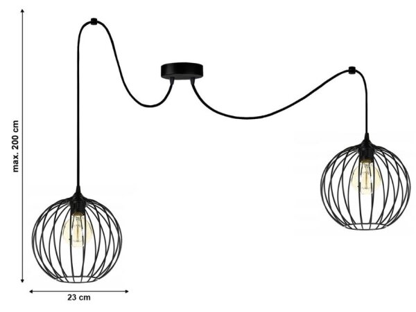 Luster na lanku MATT 2xE27/60W/230V pavúk