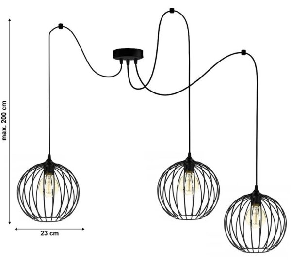 Luster na lanku MATT 3xE27/60W/230V pavúk