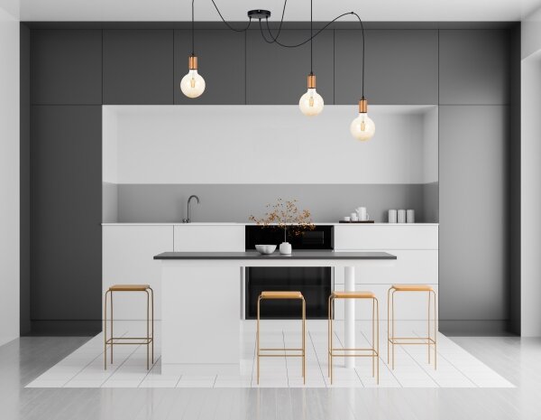 Luster na lanku MIROS 3xE27/60W/230V pavúk čierna/medená