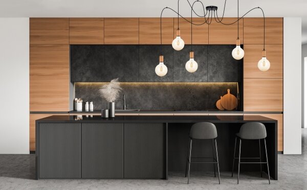 Luster na lanku MIROS 5xE27/60W/230V pavúk čierna/medená