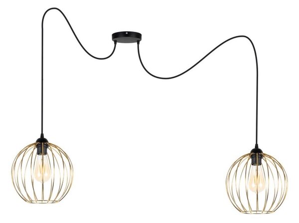 Luster na lanku MATT 2xE27/60W/230V pavúk čierna/zlatá