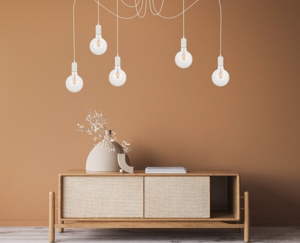 Luster na lanku MIROS 5xE27/60W/230V pavúk biela