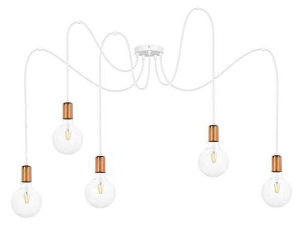 Luster na lanku MIROS 5xE27/60W/230V pavúk biela/medená
