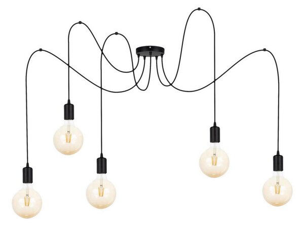 Luster na lanku MIROS 5xE27/60W/230V pavúk čierna