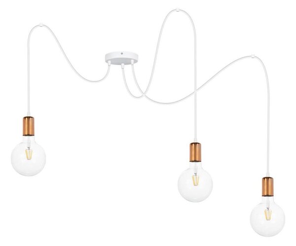Luster na lanku MIROS 3xE27/60W/230V pavúk biela/medená
