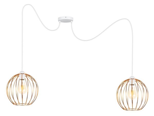 Luster na lanku MATT 2xE27/60W/230V pavúk biela/medená