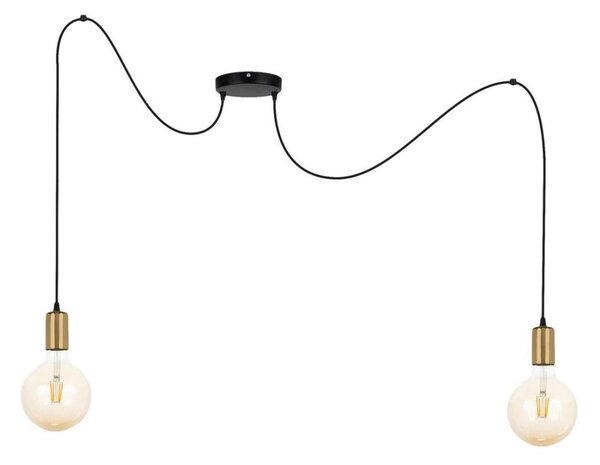 Luster na lanku MIROS 2xE27/60W/230V pavúk čierna/zlatá