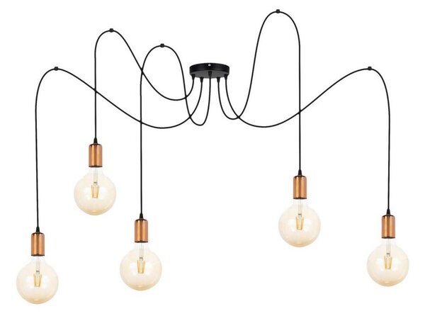 Luster na lanku MIROS 5xE27/60W/230V pavúk čierna/medená