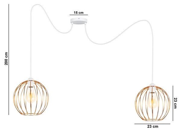 Luster na lanku MATT 2xE27/60W/230V pavúk biela/medená