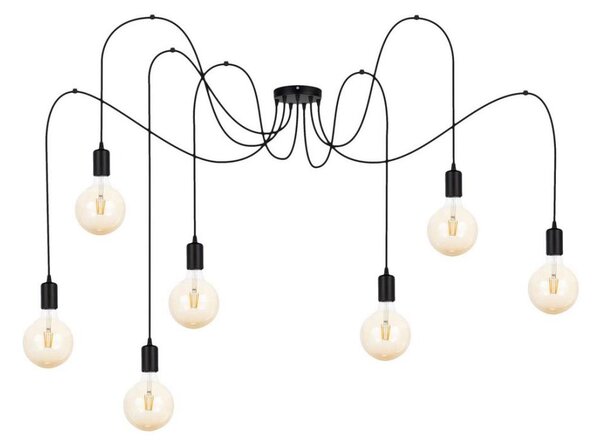 Luster na lanku MIROS 7xE27/60W/230V pavúk čierna