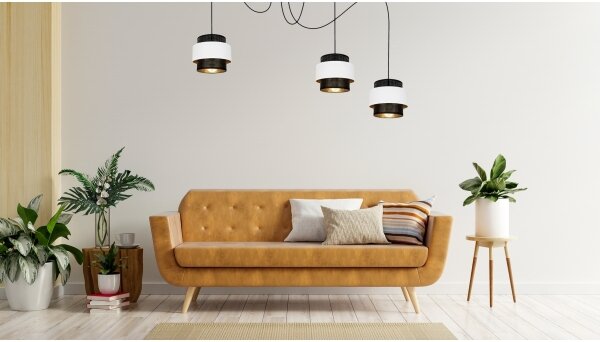Luster na lanku NESS 3xE27/60W/230V pavúk čierna/biela