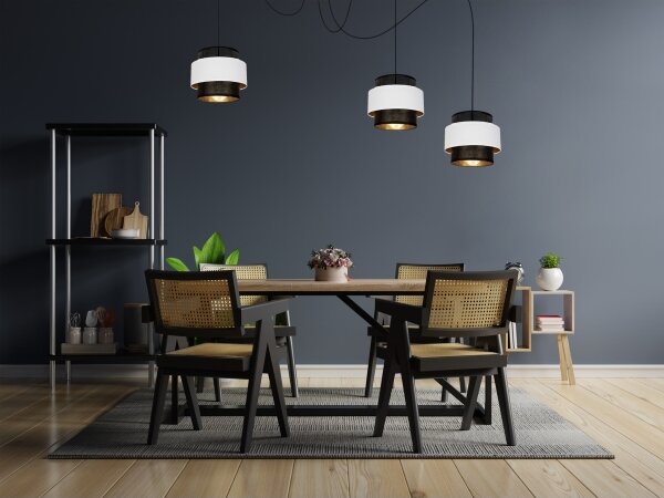 Luster na lanku NESS 3xE27/60W/230V pavúk čierna/biela