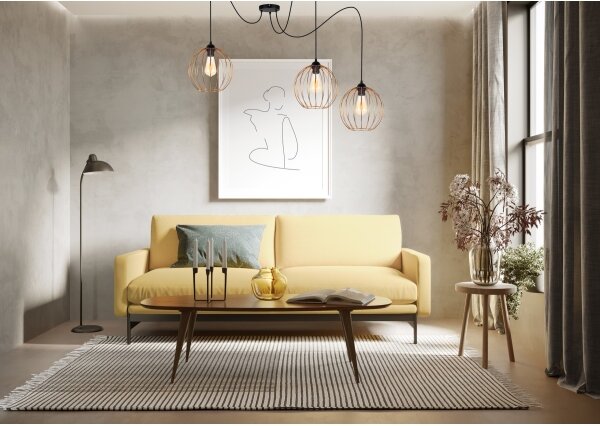 Luster na lanku MATT 3xE27/60W/230V pavúk čierna/medená