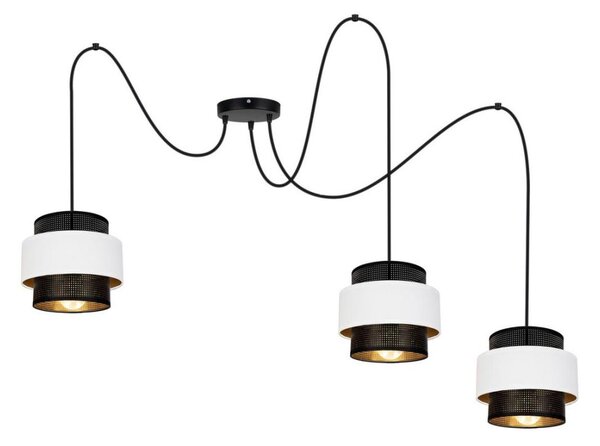 Luster na lanku NESS 3xE27/60W/230V pavúk čierna/biela