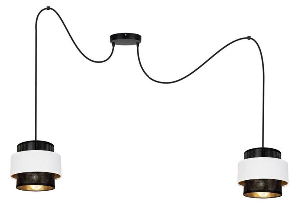 Luster na lanku NESS 2xE27/60W/230V pavúk čierna/biela