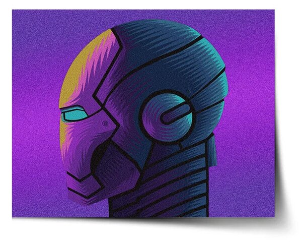 Sablio Plagát Iron Man Helma na fialovej - 60x40 cm