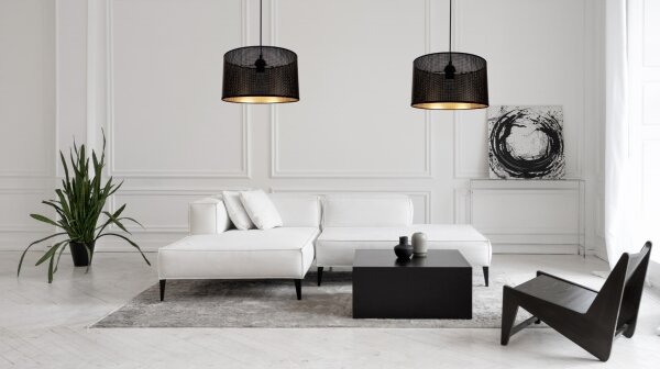 Luster na lanku ALDO 2xE27/60W/230V pavúk čierna