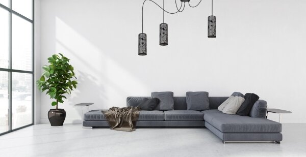 Luster na lanku AVALO 3xE27/60W/230V pavúk šedá/čierna