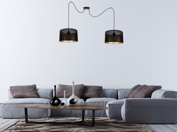 Luster na lanku ALDO 2xE27/60W/230V pavúk čierna