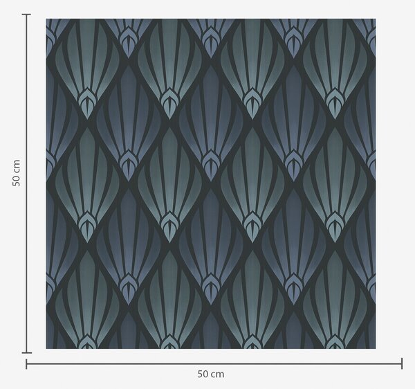Tapety Chladná modro-sivá Art Deco s vejárovitými tvarmi, Tapety abstraktné, a01064v3 : Uwalls.sk