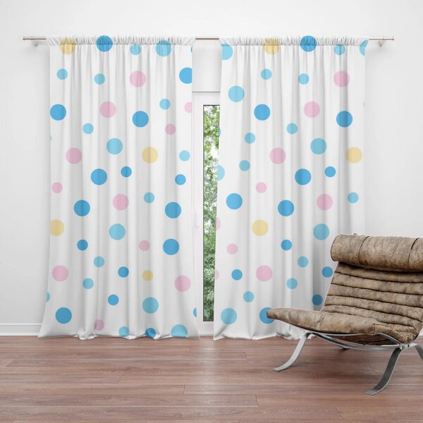 Sablio Záves Farebné bodky na biele: 2 ks 140x250 cm