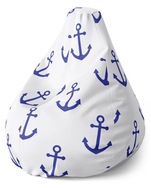 Sablio Sedací vak Pear Modré kotvy - 70 x 95 x 15 cm