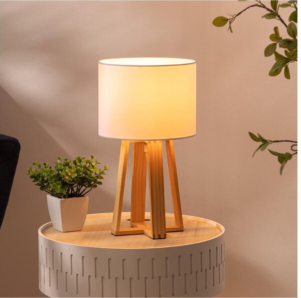 Atmosphera - Stolná lampa MOLU 1xE27/25W/230V borovica/biela