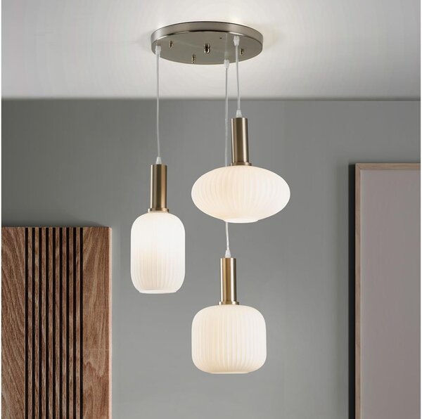ONLI - Závesný luster DOROTY na lankách 3xE27/15W/230V biela/lesklý chróm