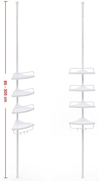 SONGMICS Teleskopická rohová polica do kúpeľne 85-305 cm biela
