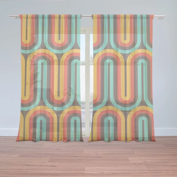 Sablio Záclony Retro vlny: 2ks 150x250cm
