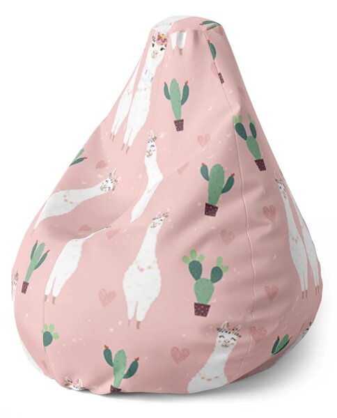 Sablio Sedací vak Pear Lama a kaktusy - 70 x 95 x 15 cm