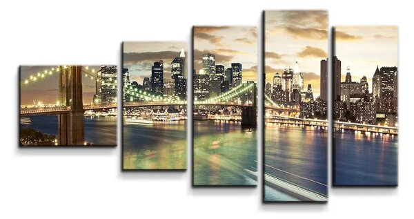Sablio Obraz - 5-dílný Brooklynský most - 100x60 cm