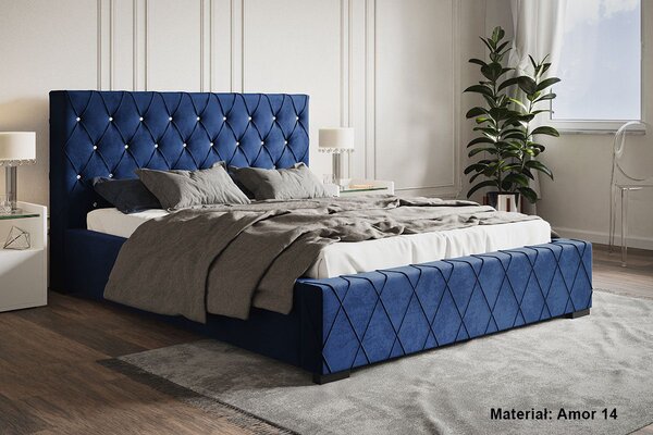 Luxusná čalúnená posteľ BED 4 Glamour - 180x200, Železný rám, 114cm