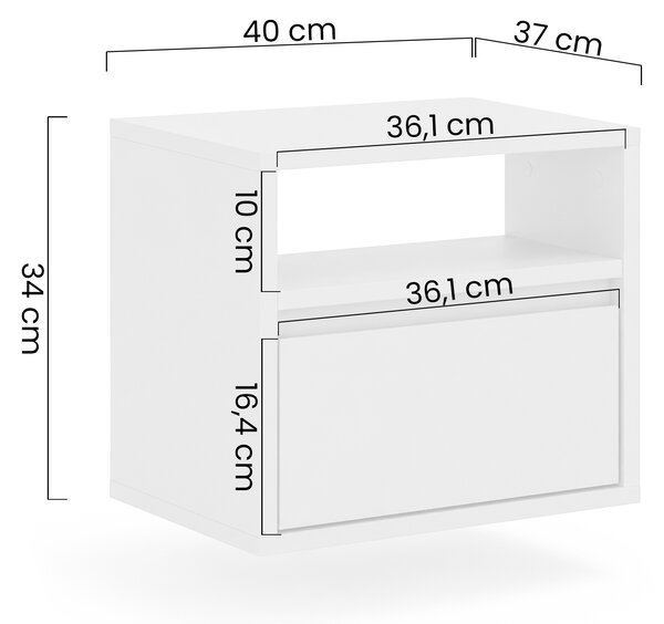 Nočná skrinka Zolia 40 cm so závesnou zásuvkou - kasmír