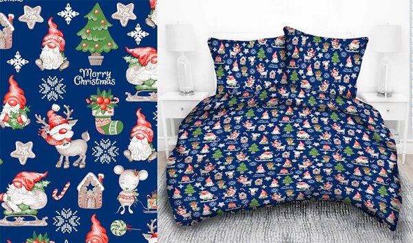 Vianočný vzor bavlnenej látky Rudolf na zelenom , metráž 160 cm