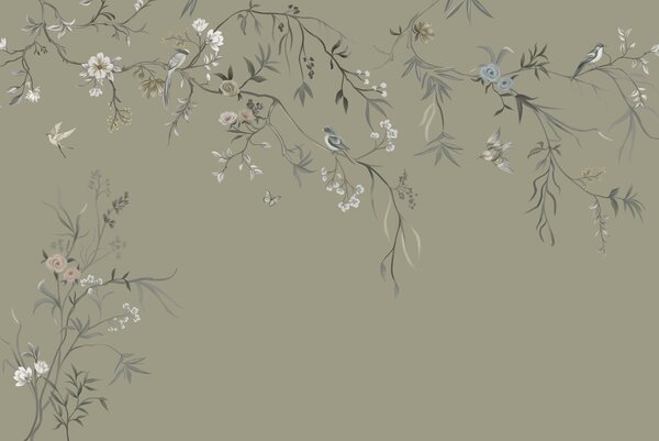 Tapety Konáre a vtáky — Khaki, Fototapety s kvetmi, w05127v4 : Uwalls.sk