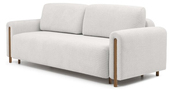 Krémovobiela rozkladacia/s úložným priestorom pohovka z textílie buklé 244 cm Arcadova – ELTAP