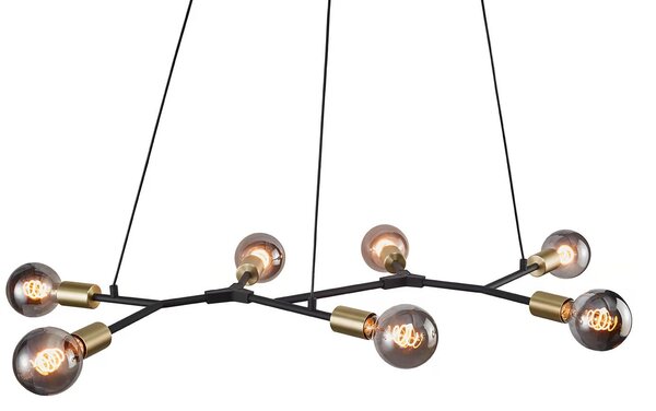 Čierno-mosadzný závesný luster Josefine pre žiarovku 7x E27 – LED lustre a svietidlá > Lustre