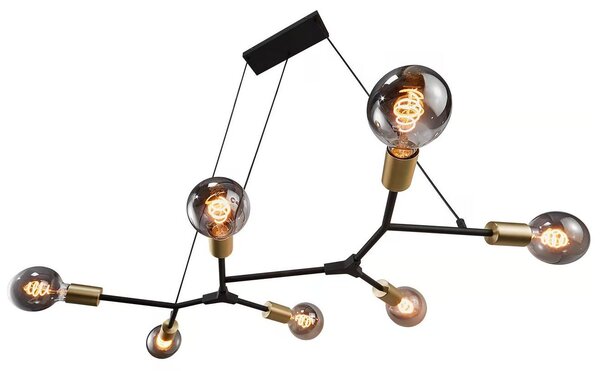 Čierno-mosadzný závesný luster Josefine pre žiarovku 7x E27 – LED lustre a svietidlá > Lustre